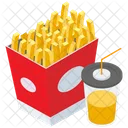 Frites Avec Boisson Restauration Rapide Malbouffe Icon