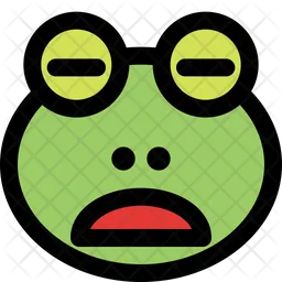 Frog Frowning Open Mouth Closed Eyes Emoji Icon