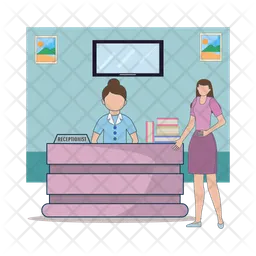 Front desk receptionist, employee with client  Icon