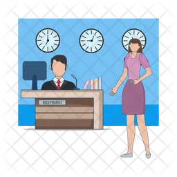 Front desk receptionist, employee with client  Icon