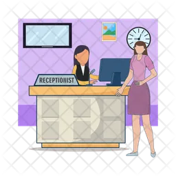 Front desk receptionist, employee with client  Icon