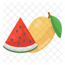 Fruits Mango And Watermelon Healthy Food Icon