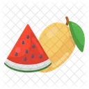 Fruits Mango And Watermelon Healthy Food Icon