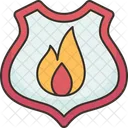 Fuego Luchador Escudo Icono