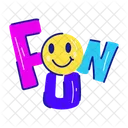 Cute Smiley Fun Fun Lettering Icon