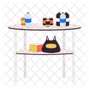 Furniture side table with snacks drink  Icon