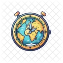 Heure Horloge Monde Icône