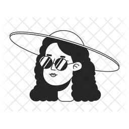 Mujer de gafas de sol con sombrero de verano  Icono