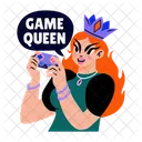 Game Queen Playing Gamepad Icon