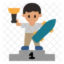 Ganador Del Monopatin Patinador Ganador Icono