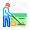 Cleaning Man Rake Icon