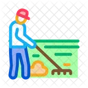 Cleaning Man Rake Icon