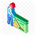 Cleaning Man Rake Icon