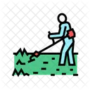 Gardener Cutting Lawn Icône