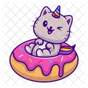 Gato com donut  Ícone