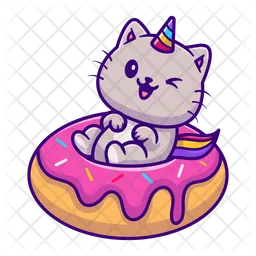 Gato com donut  Ícone