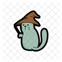 Un Gato Brujo Perfecto Para Halloween Lindo Icono