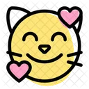 Gato Sonriendo Con Corazones Icono