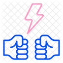 Geballte Fäuste mit Blitz  Symbol