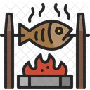 Gegrillter Fisch Essen Kochen Symbol