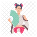Geisha Woman Geisha Fan Chinese Character 아이콘