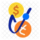 Dollarnoten Angelrute Geldborse Symbol
