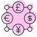 Geld Netzwerk Farbe Schatten Dunnlinien Symbol Symbol