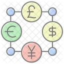 Geld Netzwerk Linear Farbsymbol Symbol