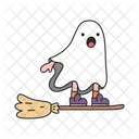Ghost On Flying Broom  Icon