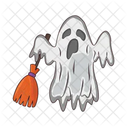 Ghost with broom  Icon