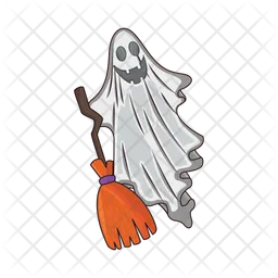 Ghost with broom  Icon