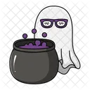 Ghost With Cauldron Evil Witch Pot Icon