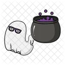 Ghost With Cauldron Evil Witch Pot Icon