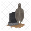 Ghost With Grave Ghost With Tombstone Halloween Icon