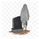 Ghost With Grave Ghost With Tombstone Halloween Icon