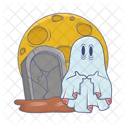 Ghost with moon  Icon