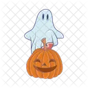 Ghost with scary pumpkin  Icon