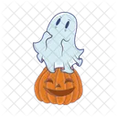 Ghost with scary pumpkin  Icon