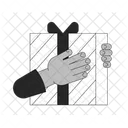 Gift box receiving cartoon human hand  Icon