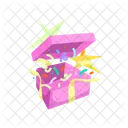 Gift Box With Confetti Celebration Box Icon
