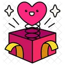 Gift Box With Heart Pop Up Love Valentine Icon