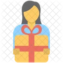 Girl Gift Holding Icon