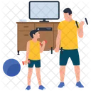 Entrenamiento Fisico Fitness Padre E Hijo Icono