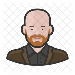 Ginger Bald Beard Man Icon - Download in Colored Outline Style
