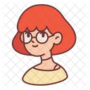 Girl Ginger Glasses Icon