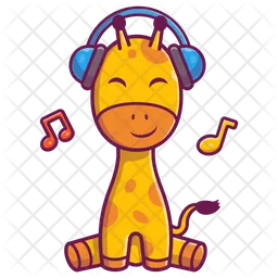 Giraffe Listening Music  Icon