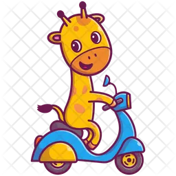 Giraffe On Scooter  Icon