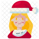 Girl Santa Hat Caucasian Icon