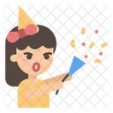 Girl Confetti Party Icon