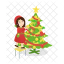 Girl Decorating Christmas Icon